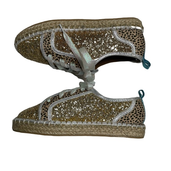 NewMichelle McDowell Kylie Gold Glitter Leopard Print Lace Up Shoes Size 7 - Picture 6 of 10